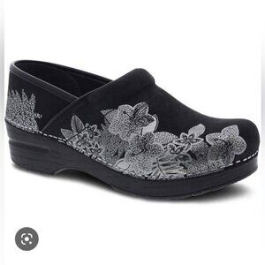Dansko Black Floral Clogs